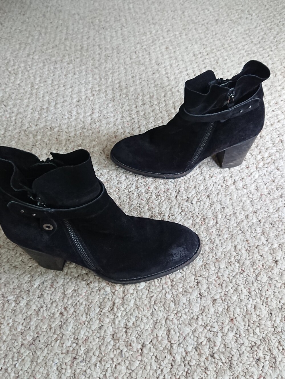 Paul Green Dallas Black Suede leather Ankle Boots size 8.5